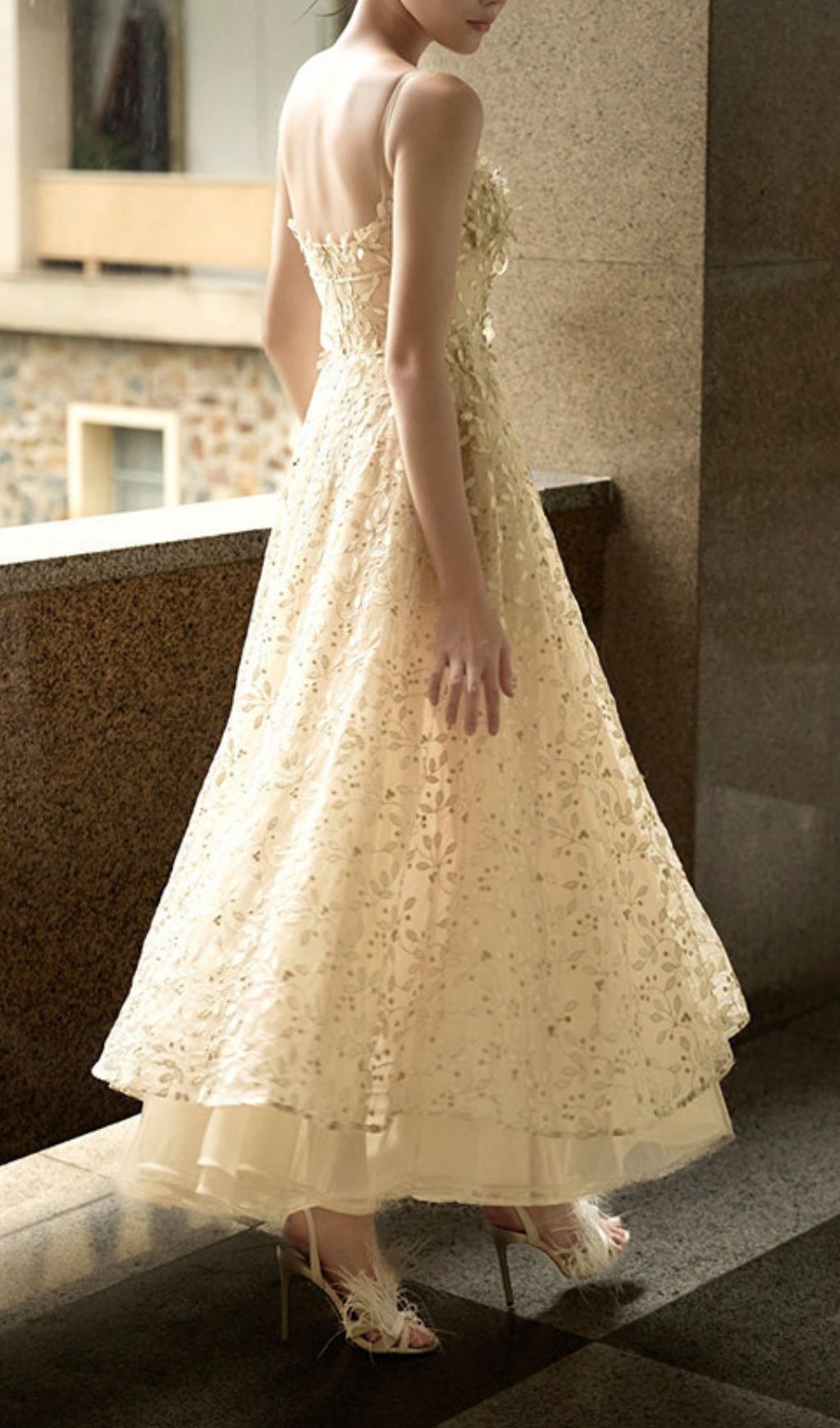Kovie Strappy Embellished Mesh Maxi Dress