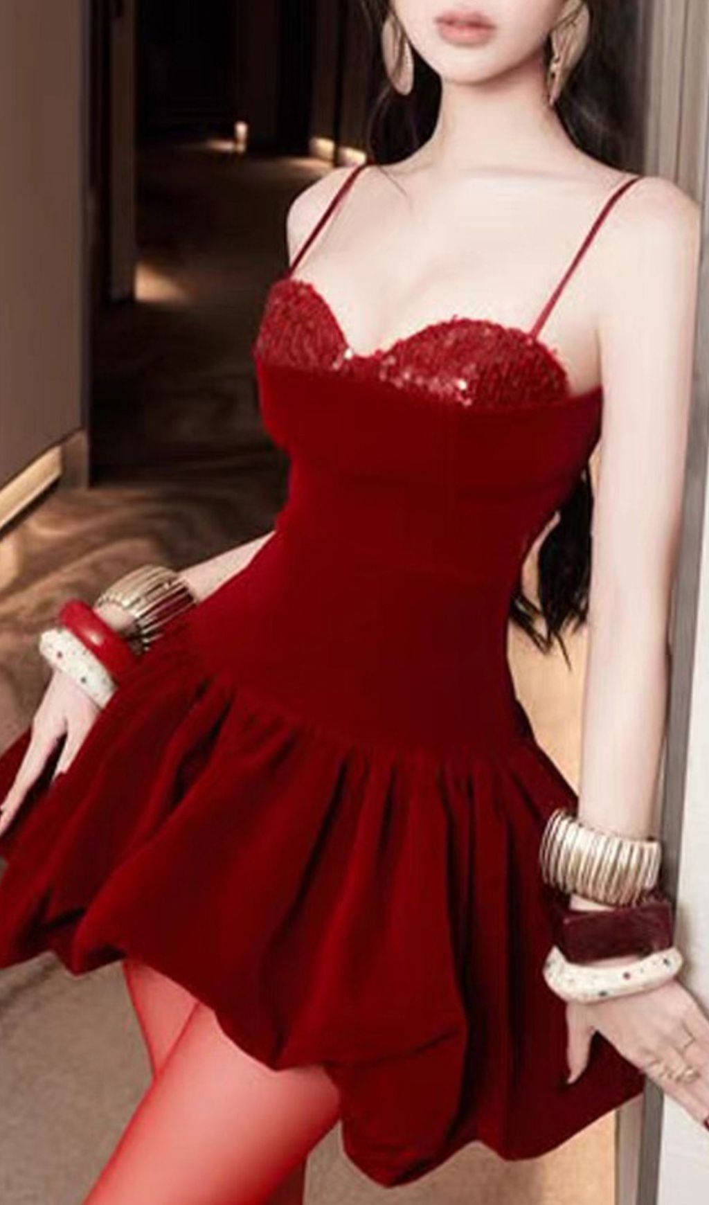 Jelissa Strappy Velvet & Sequin Bust Mini Dress - Party Glam