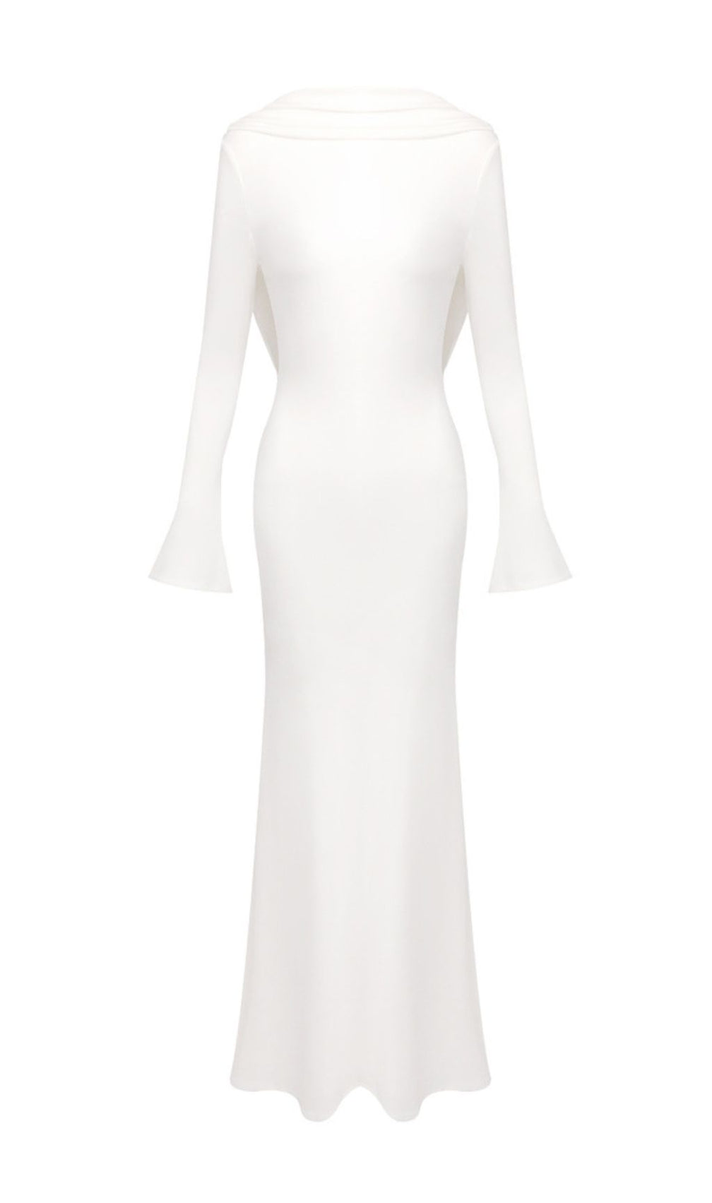 Joachim White Backless Long Sleeve Maxi Gown | Elegant Bridal & Formal Dress