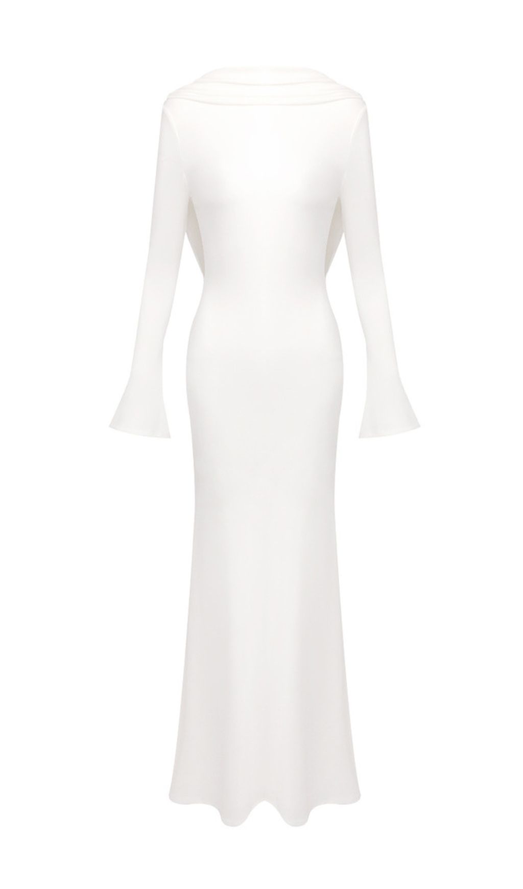 Joachim White Backless Long Sleeve Maxi Gown | Elegant Bridal & Formal Dress