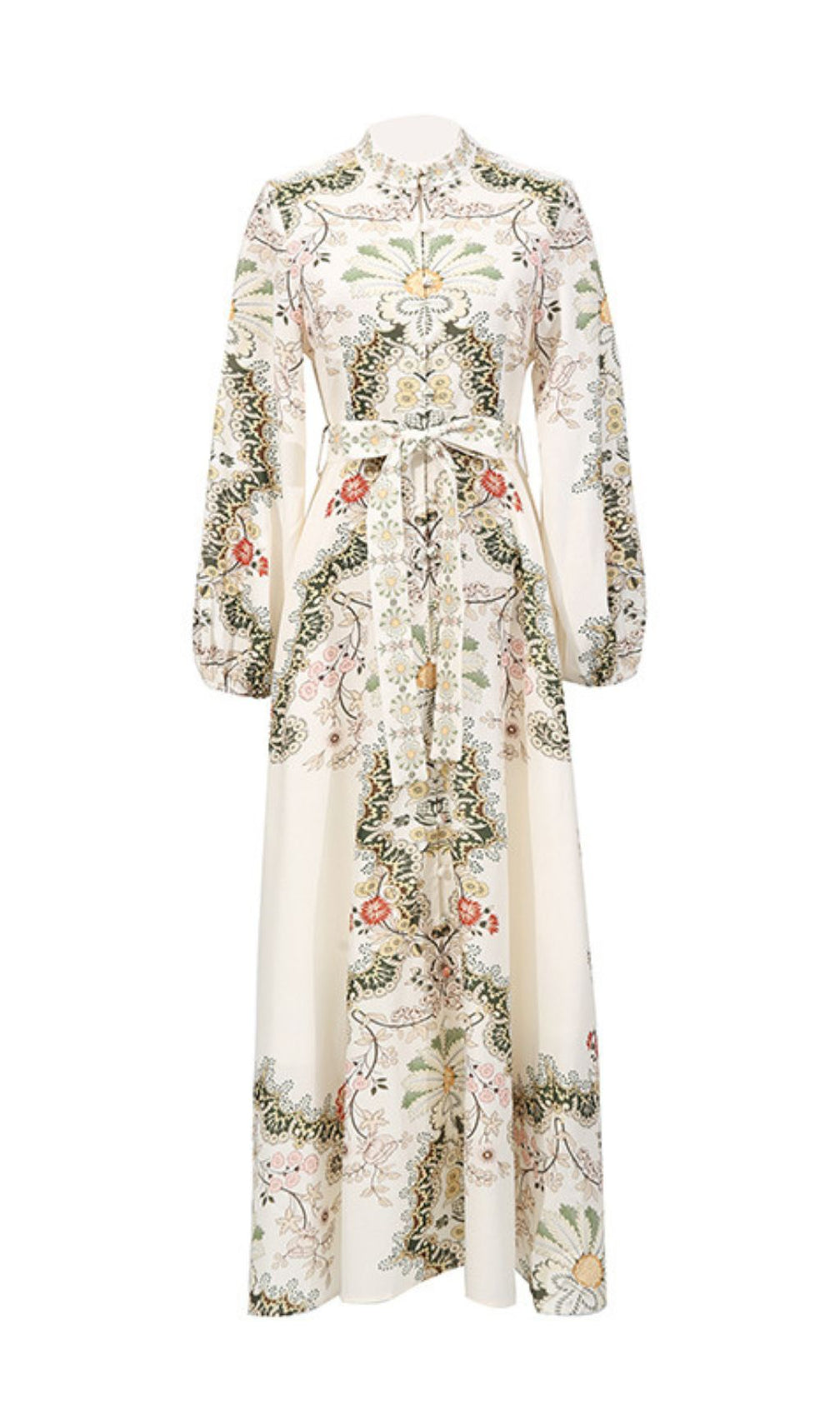 Fawzia Flower Printed Long Sleeve Maxi Dress
