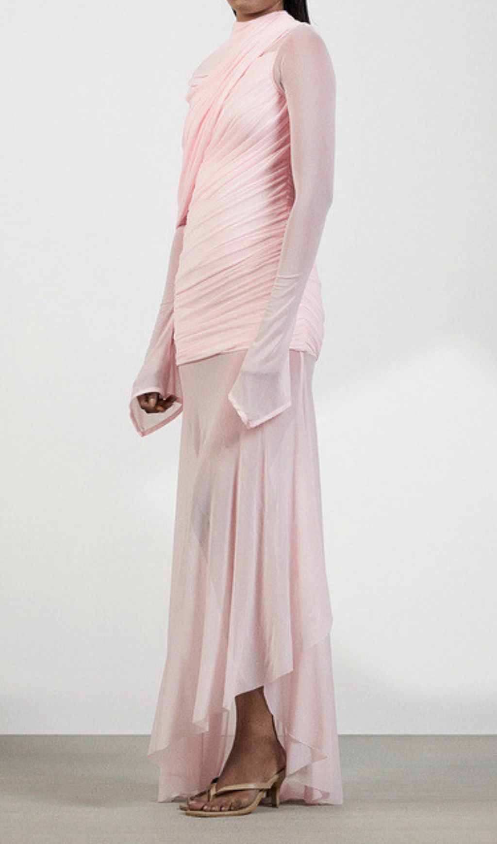 Guthrie Pink Long Sleeve Mesh Maxi Dress