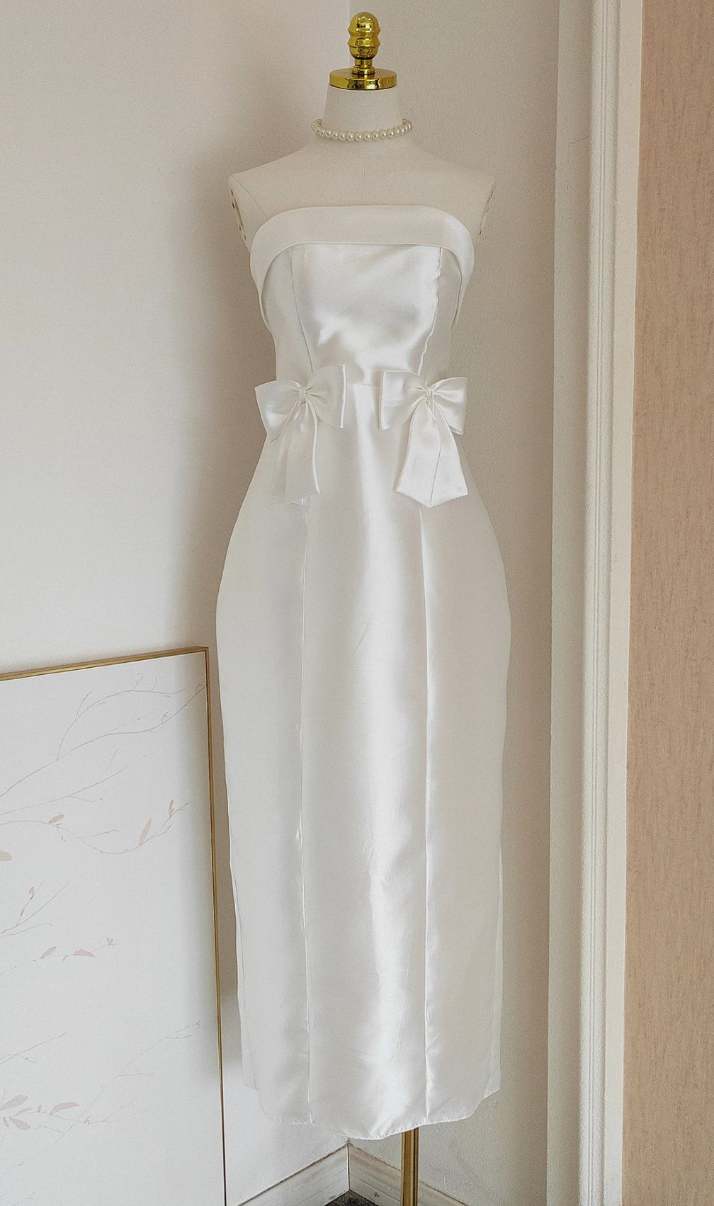 Fayruz White Strapless Bow Maxi Dress