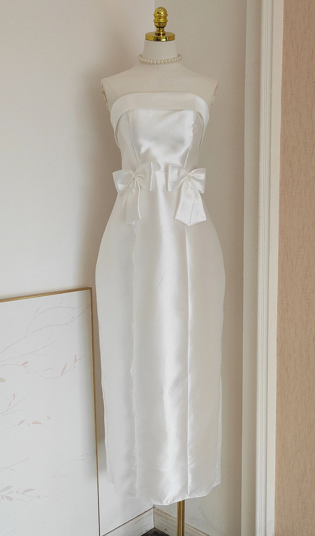 Fayruz White Strapless Bow Maxi Dress