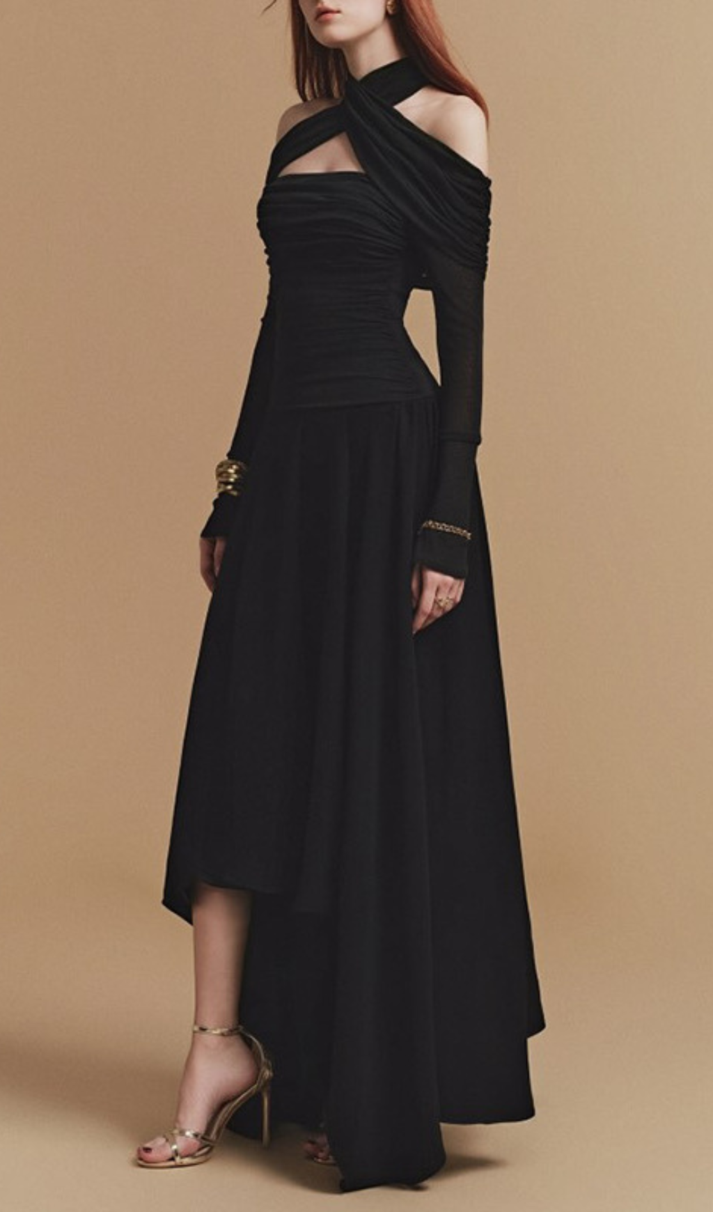 Gedalia Black Long Sleeve Maxi Dress