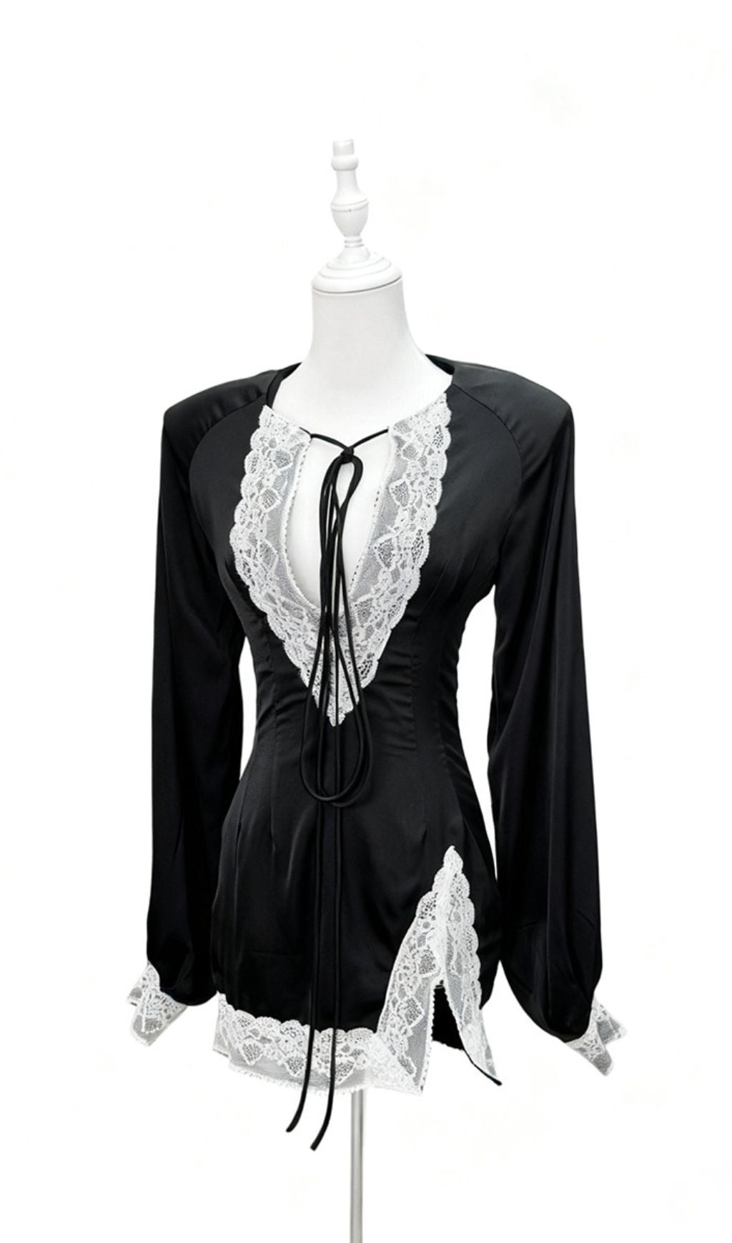 Romaine Alluring Lace Long Sleeve Mini Dress - Elegant Party & Date Night