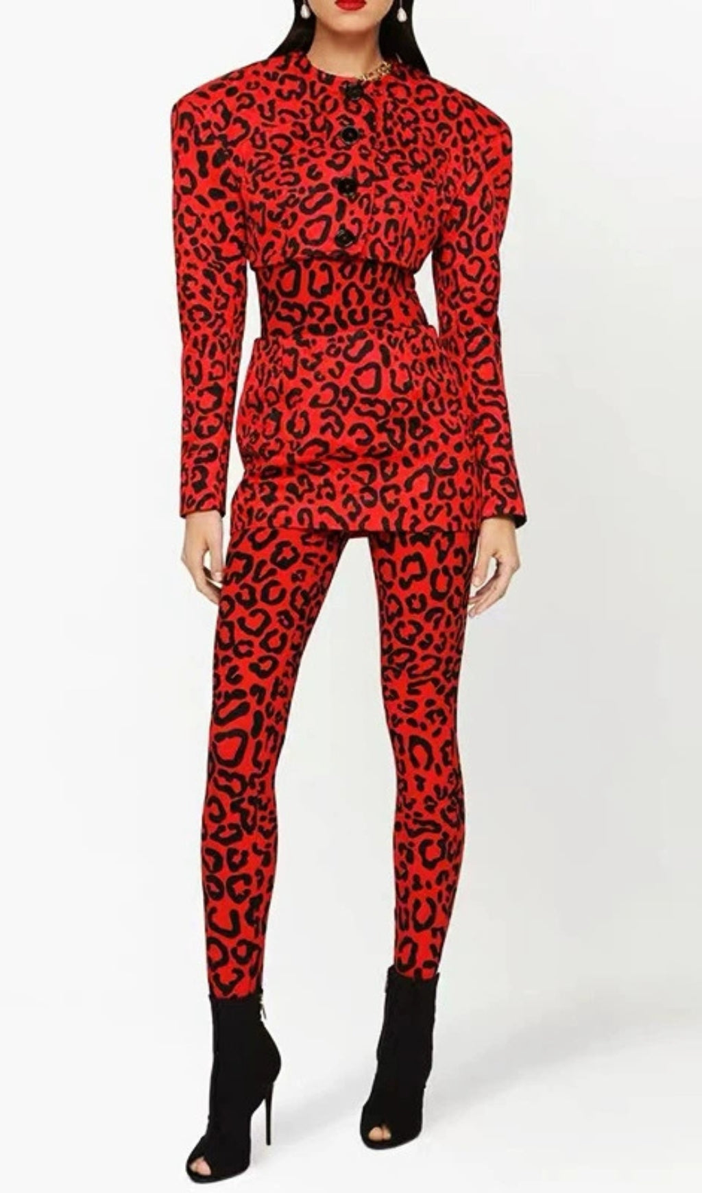 Georgi Red Leopard Two-Piece Set