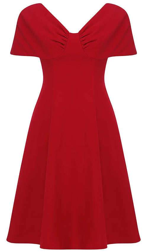 Chic Red Off-Shoulder Bow A-Line Mini Dress - Elevate Your Special Occasion Look
