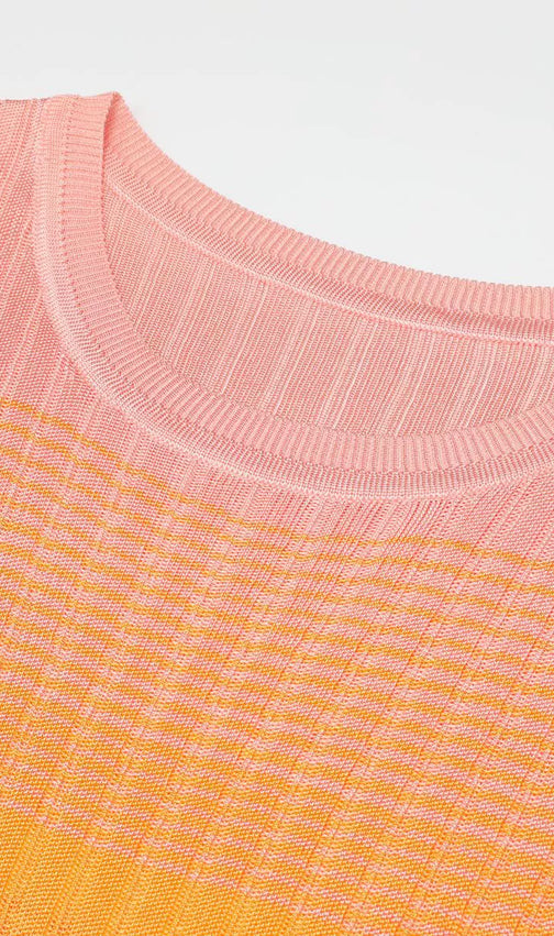 Kianna Sunset Ombre Knit Maxi Dress | Short Sleeve & Effortless Chic