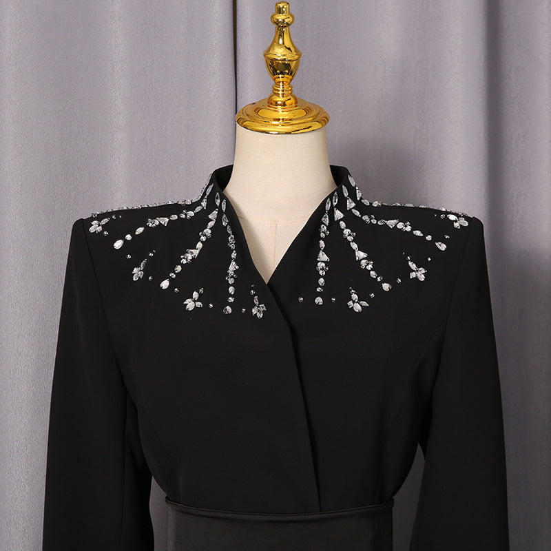 Ivonne Black Diamante Long Sleeve Maxi Dress - Gala & Red Carpet Ready