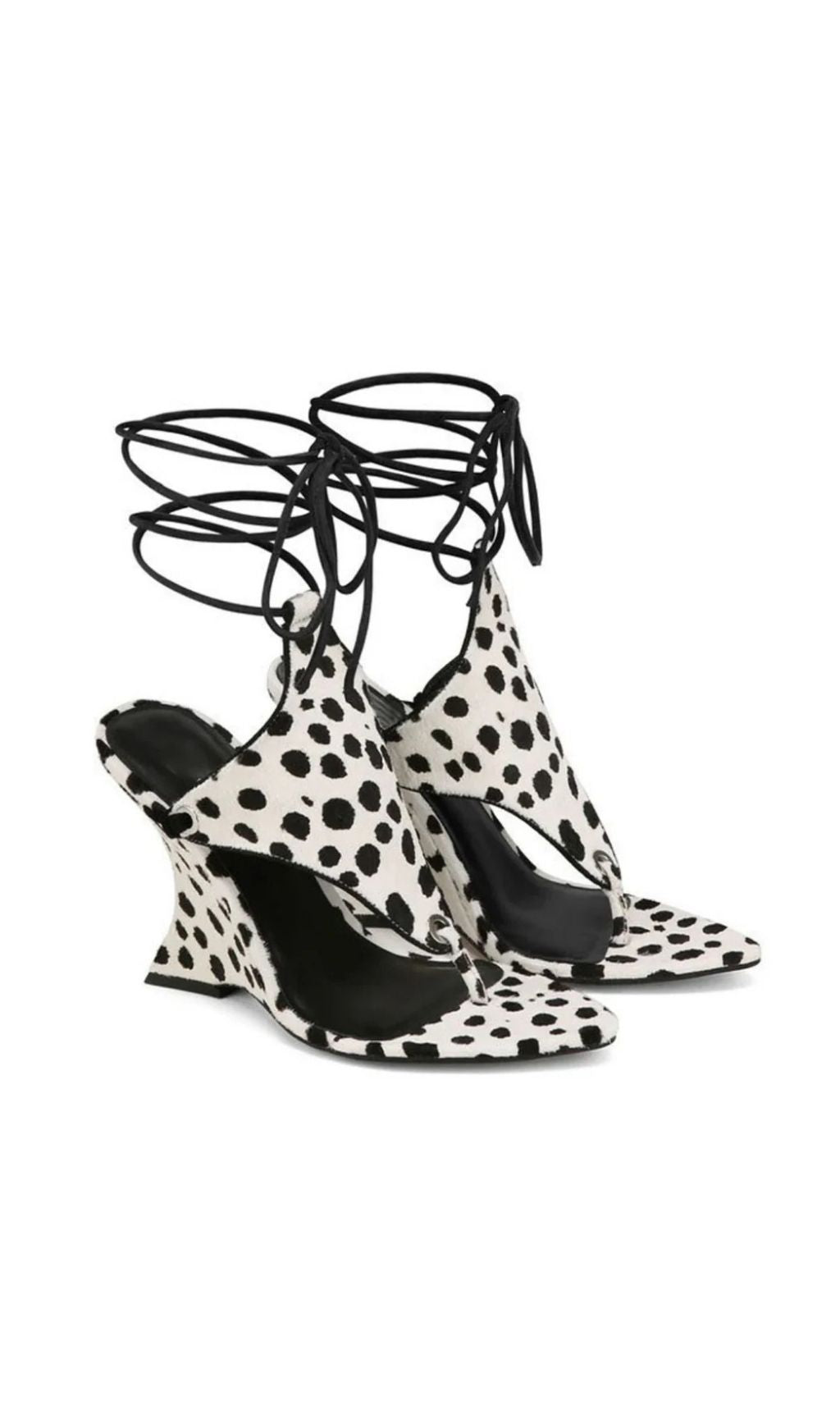 Gavren Dalmatian Print Wedge Tie-Up Sandals for Women
