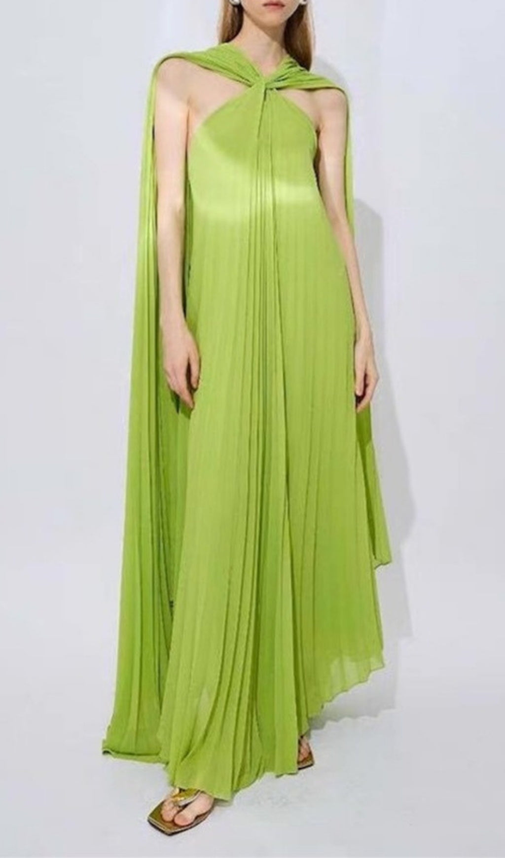 Ellaruth Green Pleated Maxi Dress