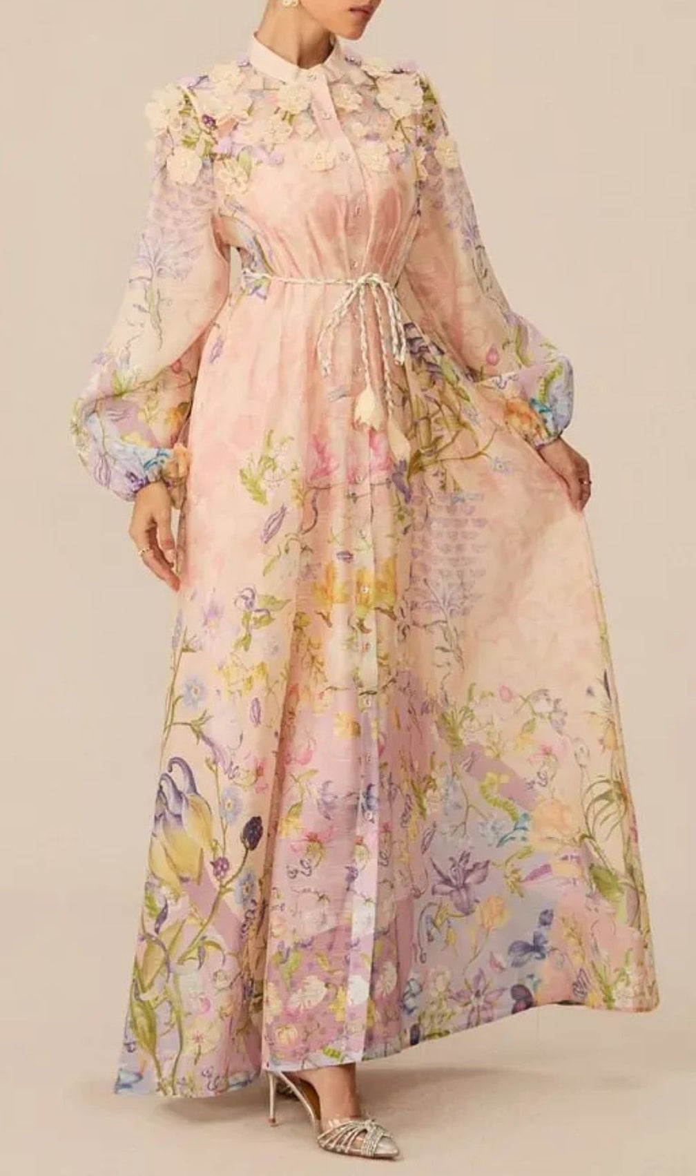 Kate Floral Print Tie Waist Maxi Dress