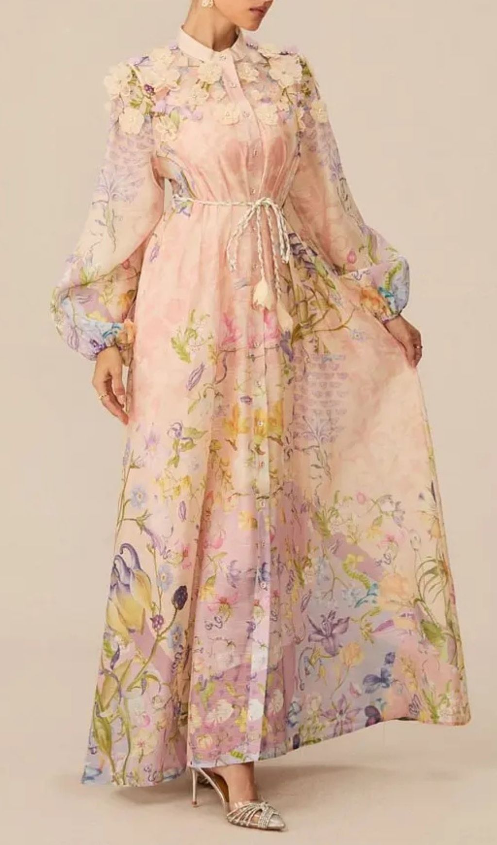 Kate Floral Print Tie Waist Maxi Dress