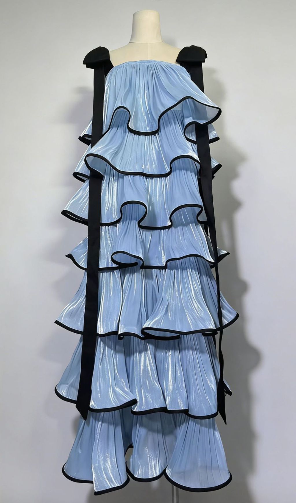 Jenneva Fuchsia Tiered Ruffle Maxi Dress - Elegant Bow Straps