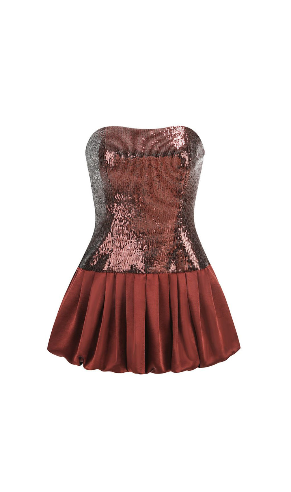 Irén Dazzling Bronze Sequin Strapless Bubble Mini Dress - Perfect for Parties & Cocktails