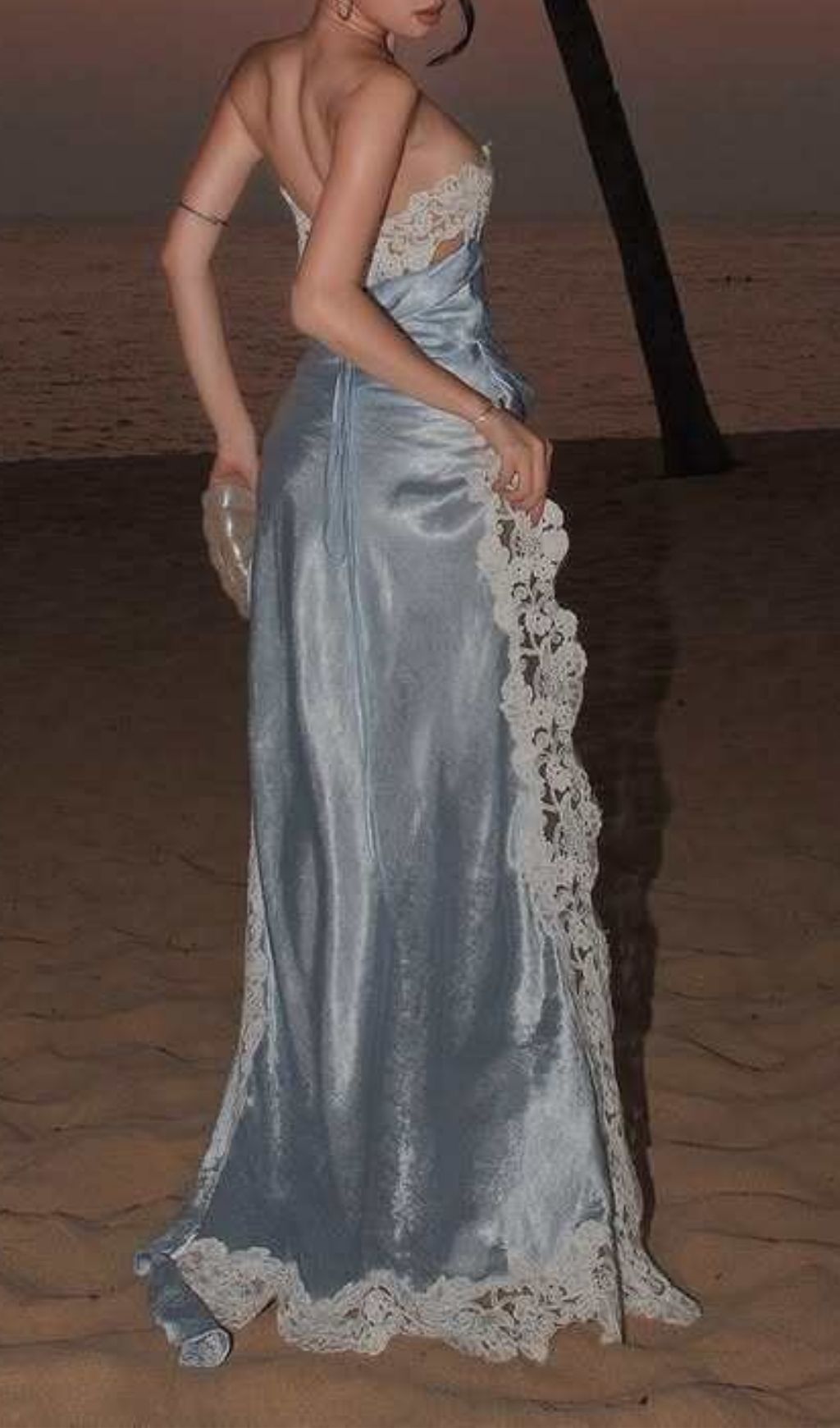 Koume Blue Strapless Lace Maxi Dress
