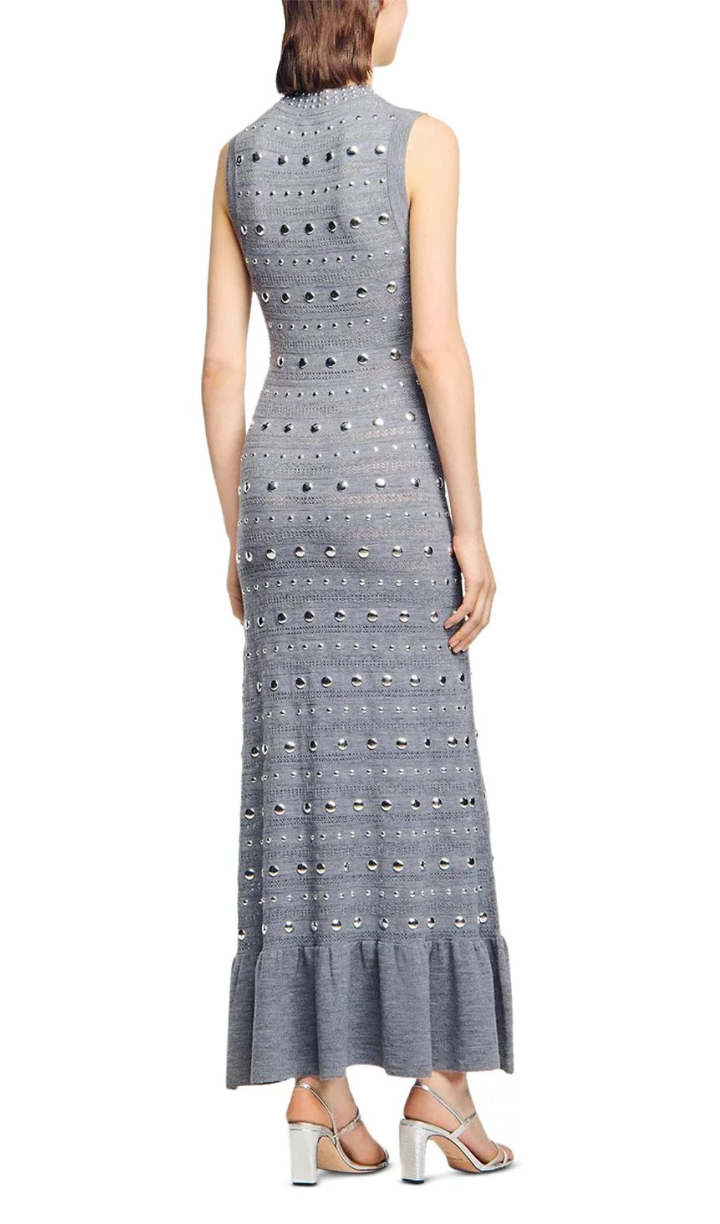 Venus Embellished Pointelle Knit Maxi Dress - Chic Grey
