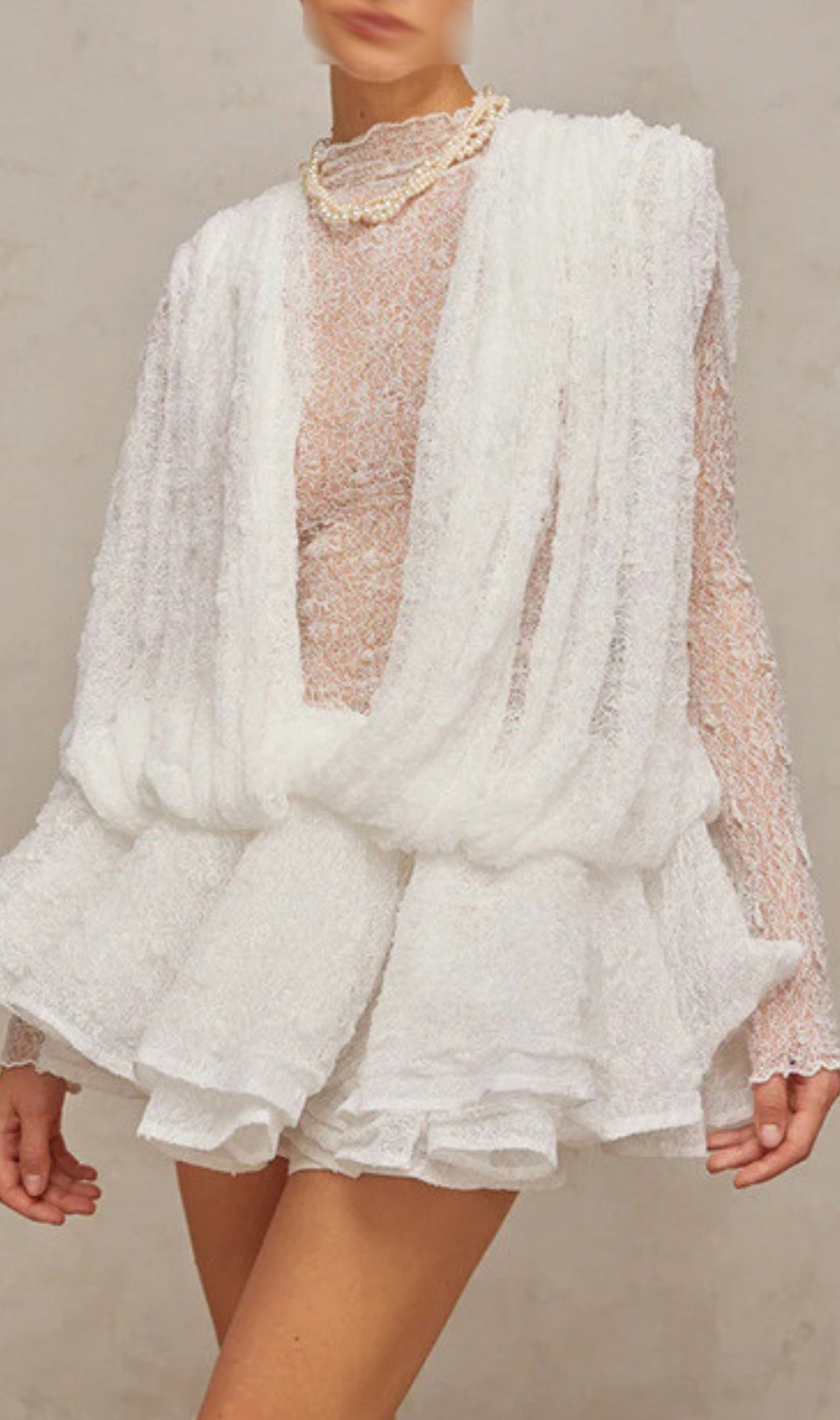 Ebony White Lace Long Sleeve Maxi Dress