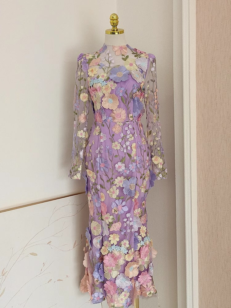 Altair Flower Mermaid Midi Dress