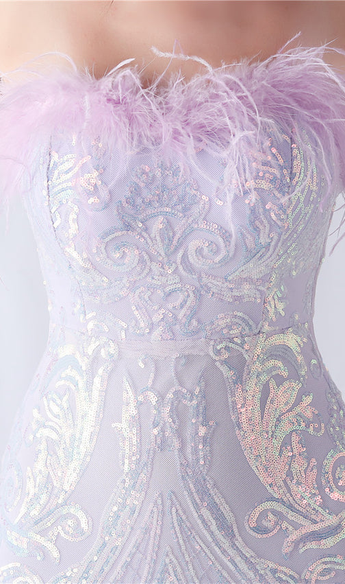 Choire Purple Sequin Feather Maxi Dress