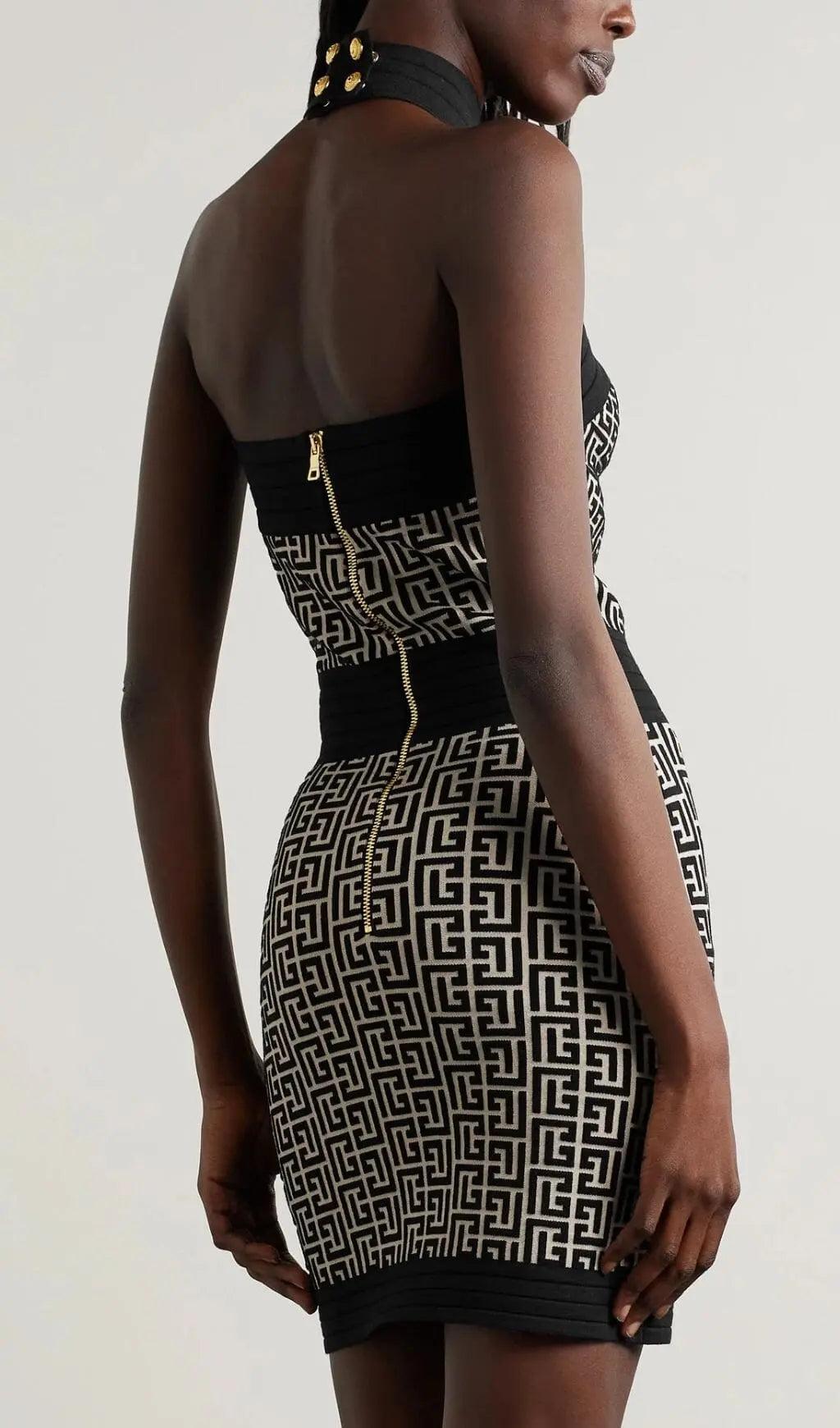 Halter Monogram Mini Dress In Mixed Colours