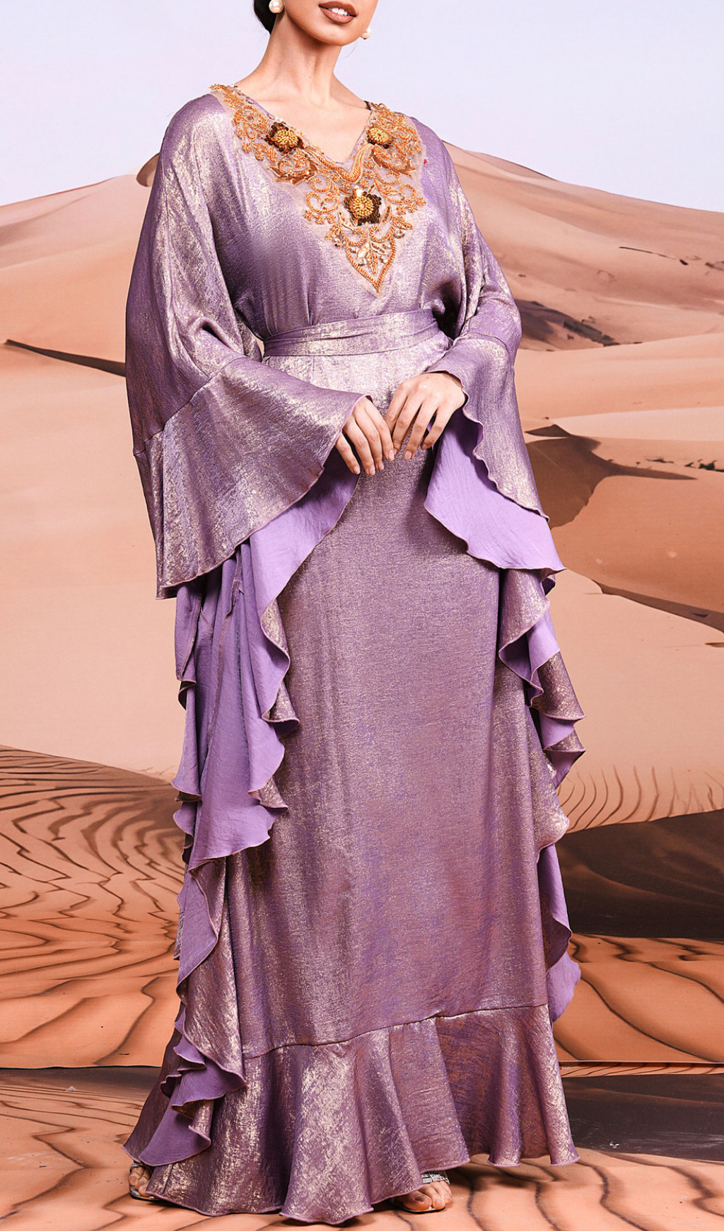 Coraline Purple Embellished Long Sleeve Maxi Dress