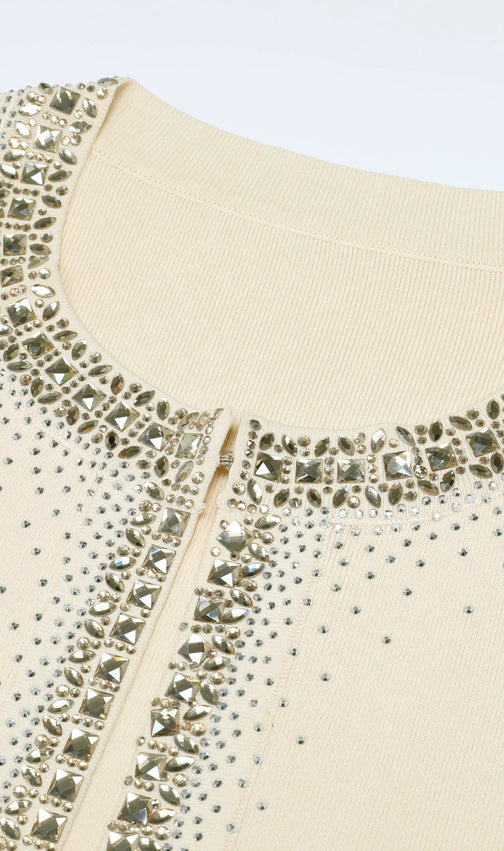 Kinsey Apricot Diamante Knit Cardigan & Midi Dress Set