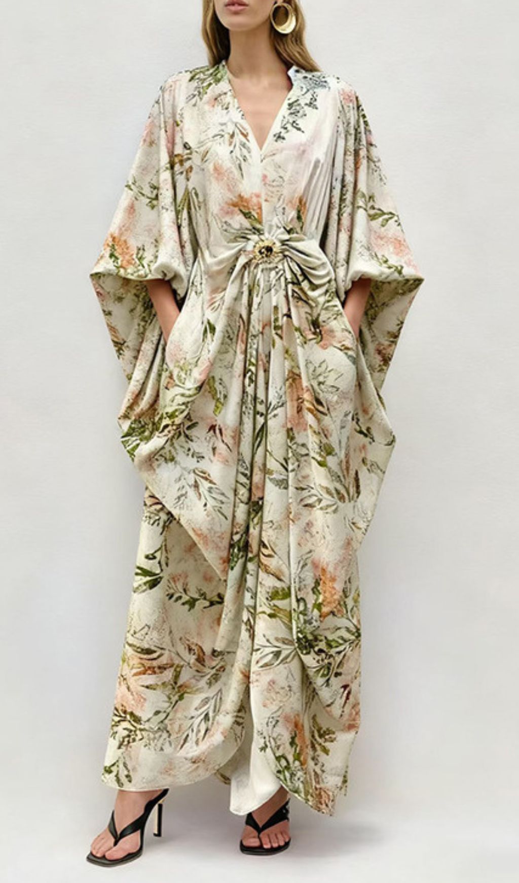 Jeanine Botanical Bloom Flowing Maxi Dress | Elegant Long Sleeve
