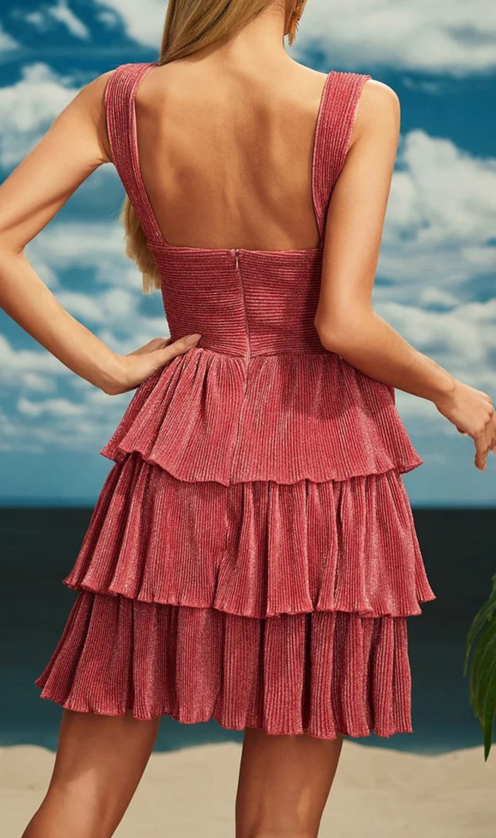 Beroe Starfish Cutout Tiered Mini Dress