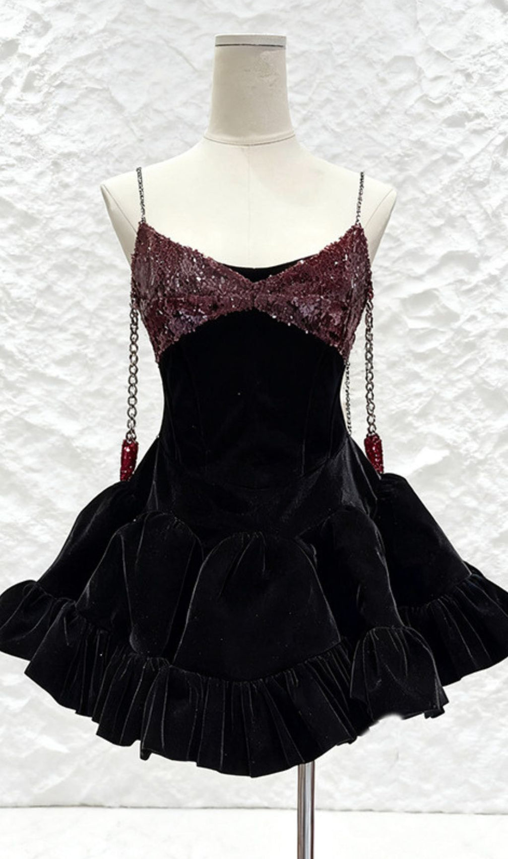 Itai Glamorous Sequin & Velvet Party Mini Dress