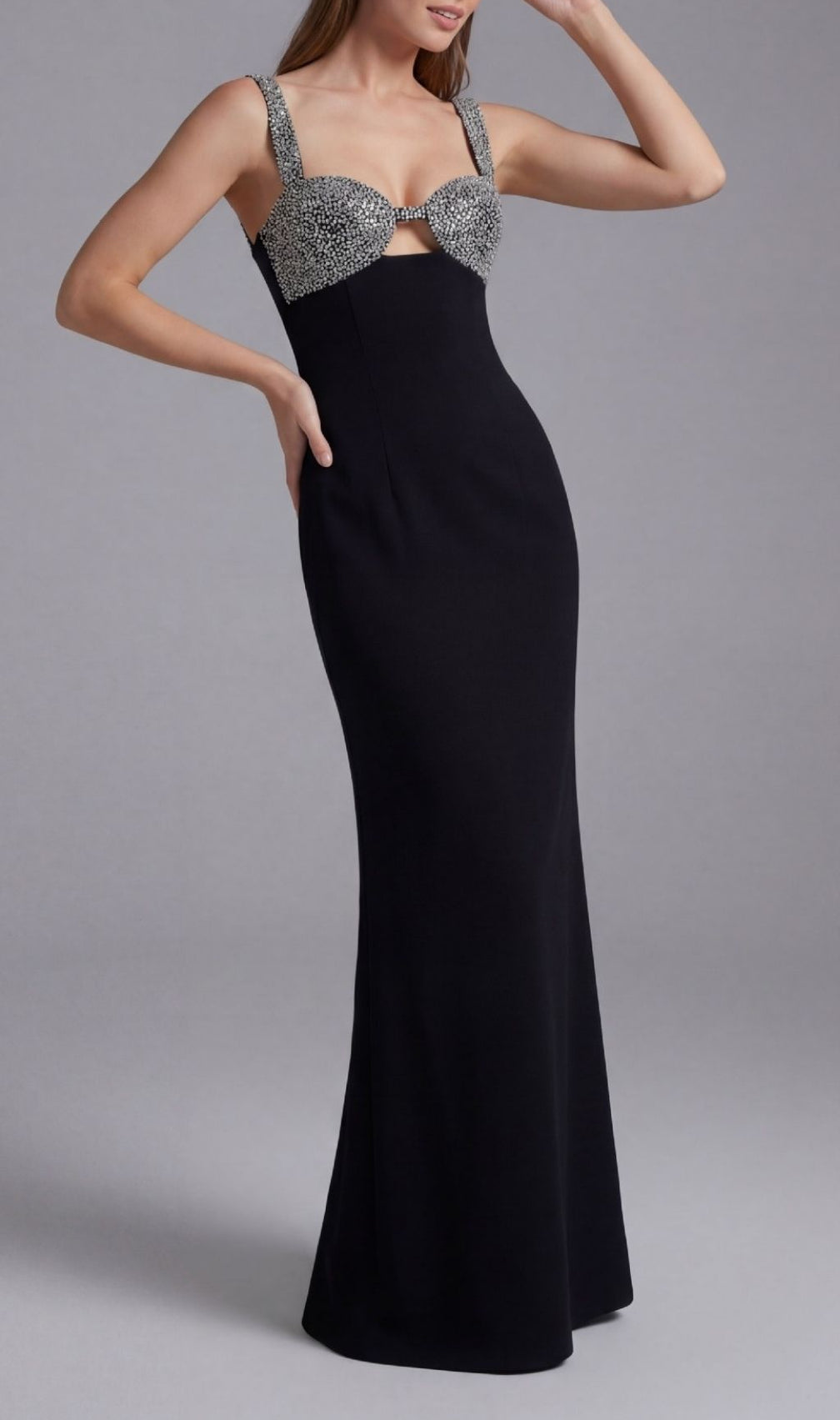 Kendall Black Diamante Strappy Maxi Gown - Glamorous Embellished Evening Dress
