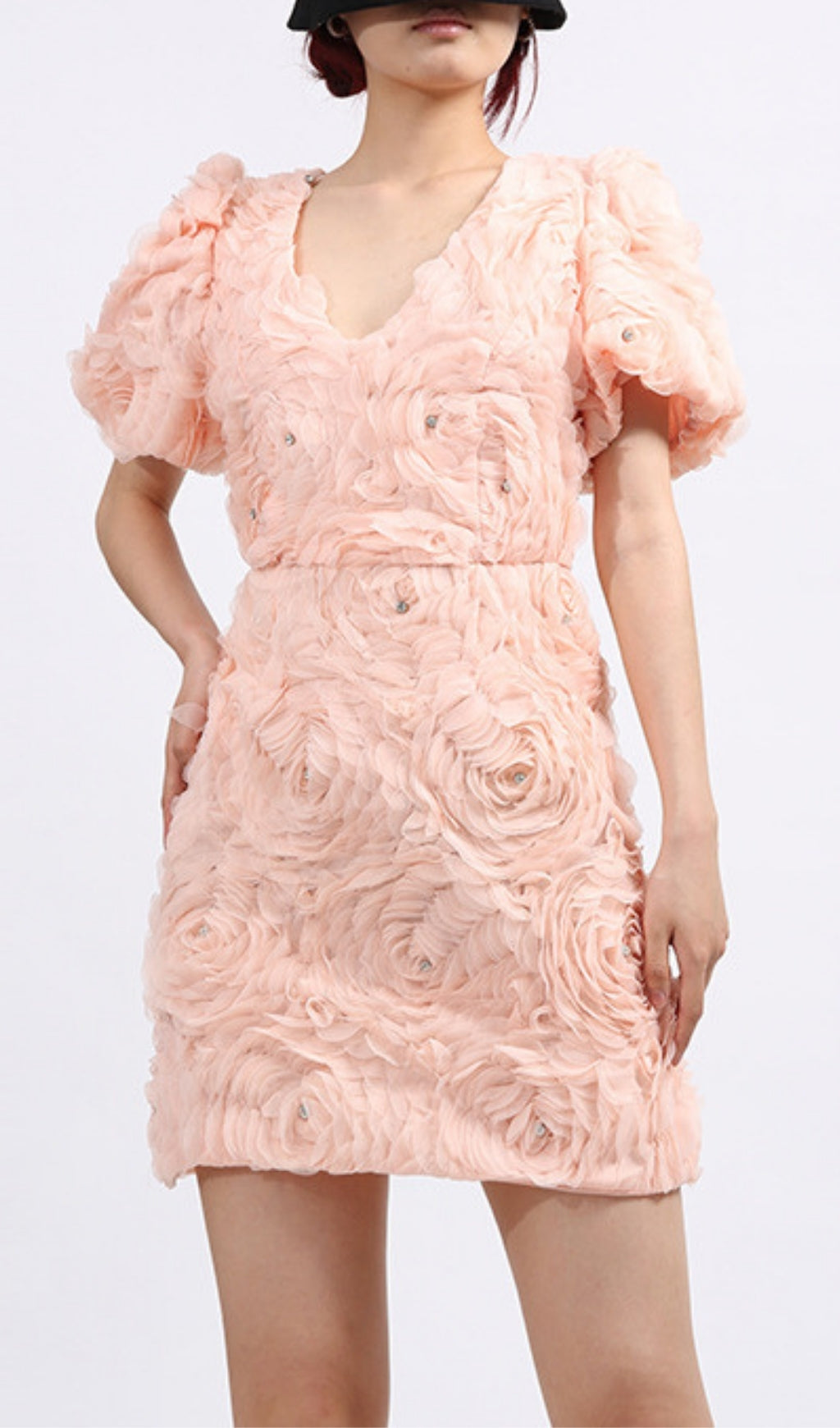 Elpida Flower Puff Sleeve Mini Dress