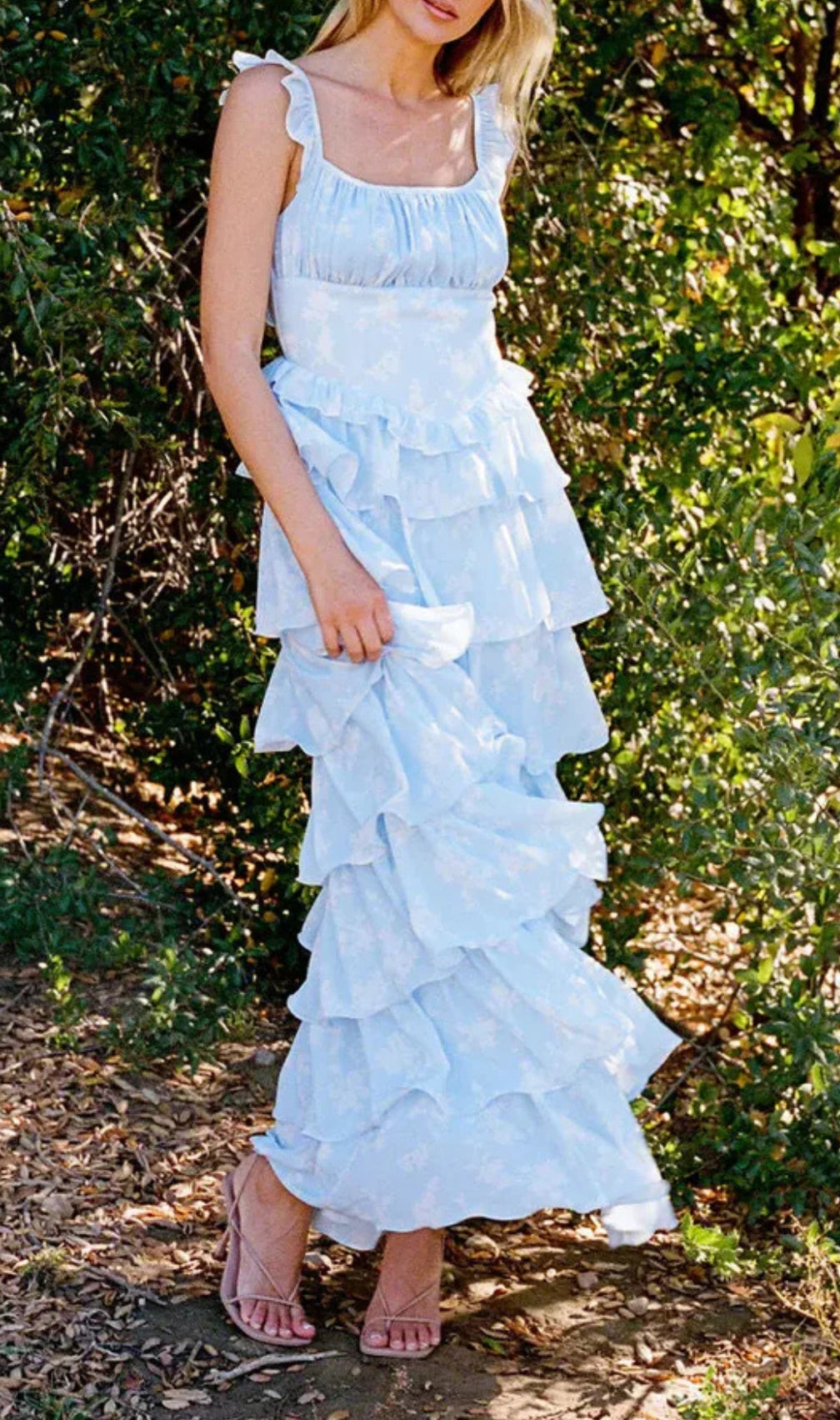 Eulalia Blue Printed Layered Maxi Dress