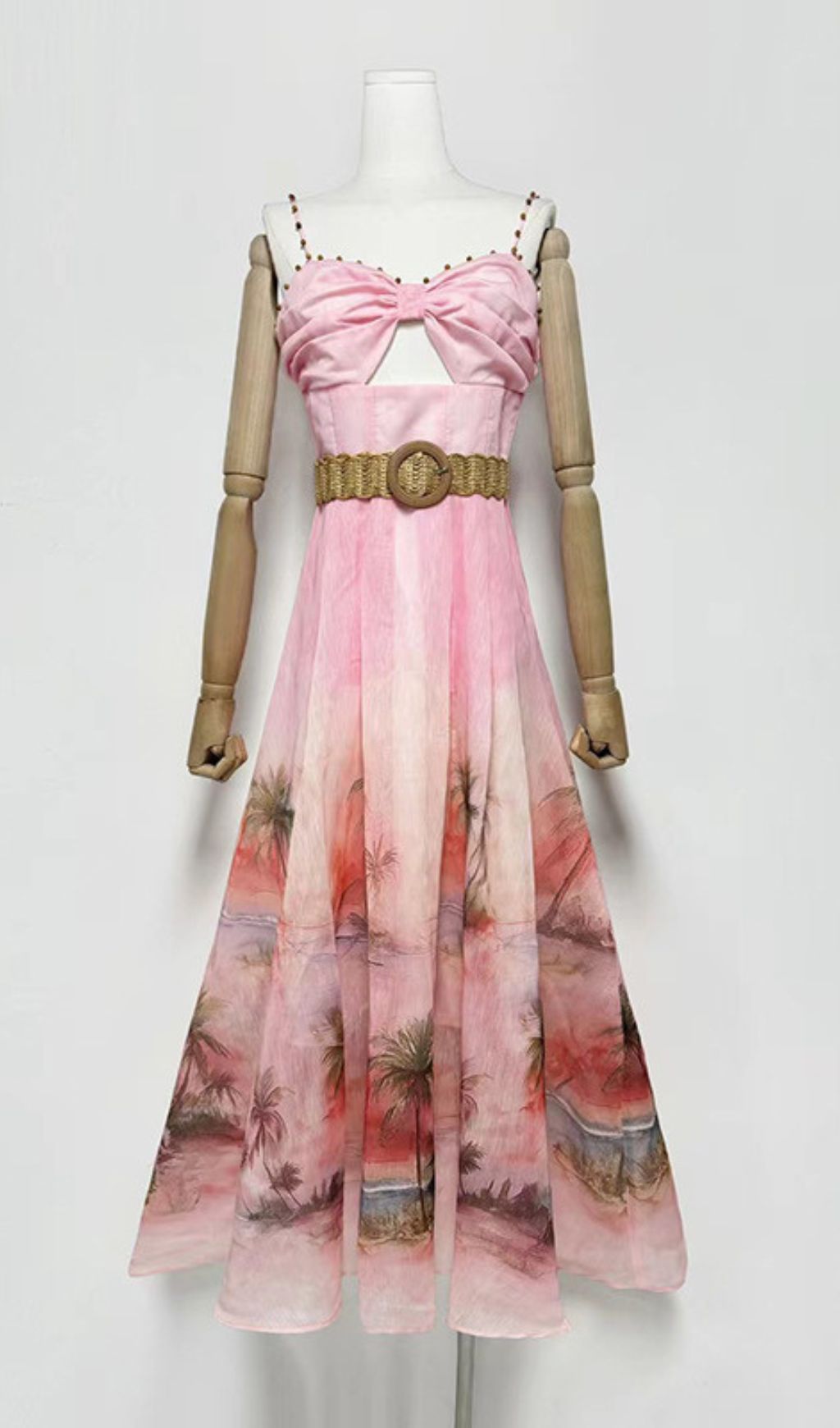 Hester Pink Printed Belt Maxi Dress
