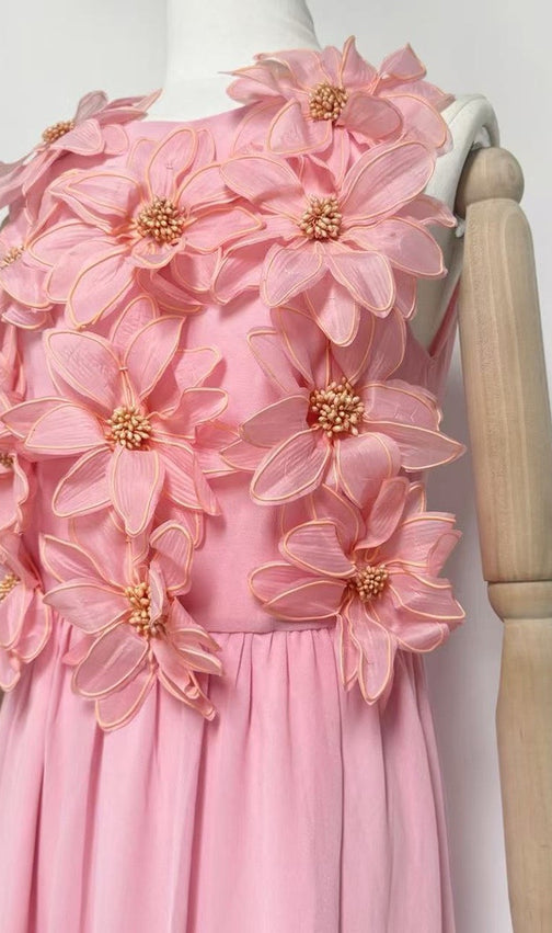 Garo 3D Flower Embellished Midi Dress