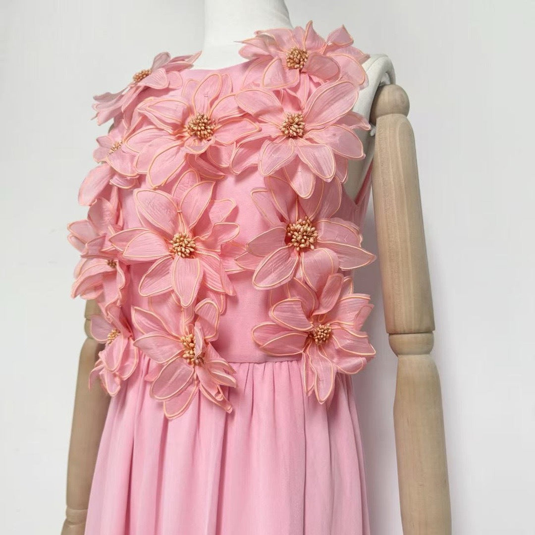 Garo 3D Flower Embellished Midi Dress