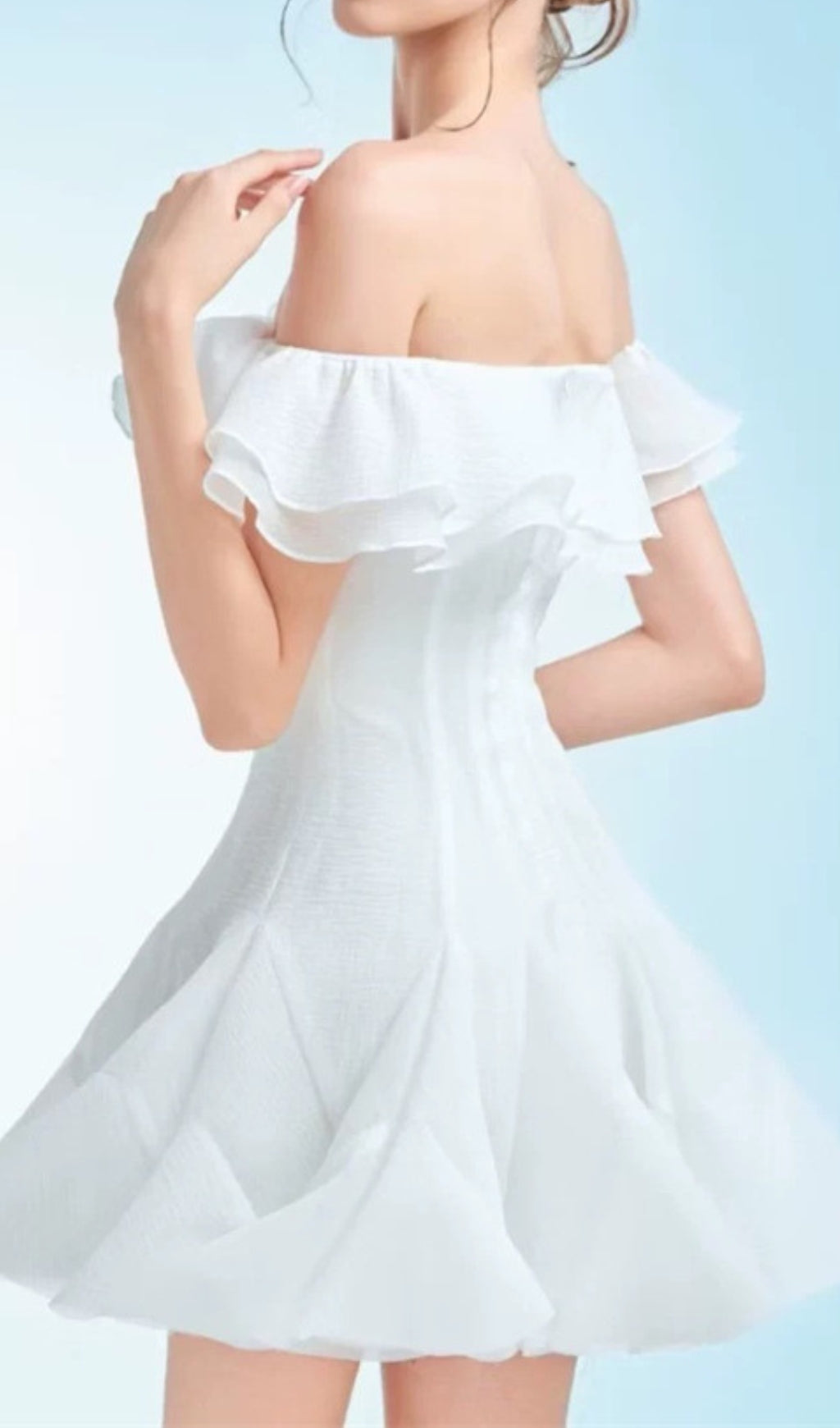 Dotty Ruffle Off-Shoulder Mini Dress