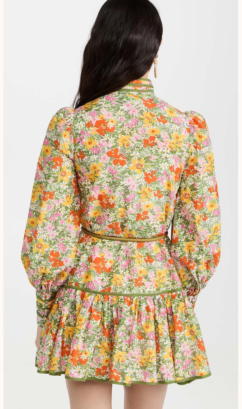 Floral Print Lace-Up Midi Dress In Autumn Leaves