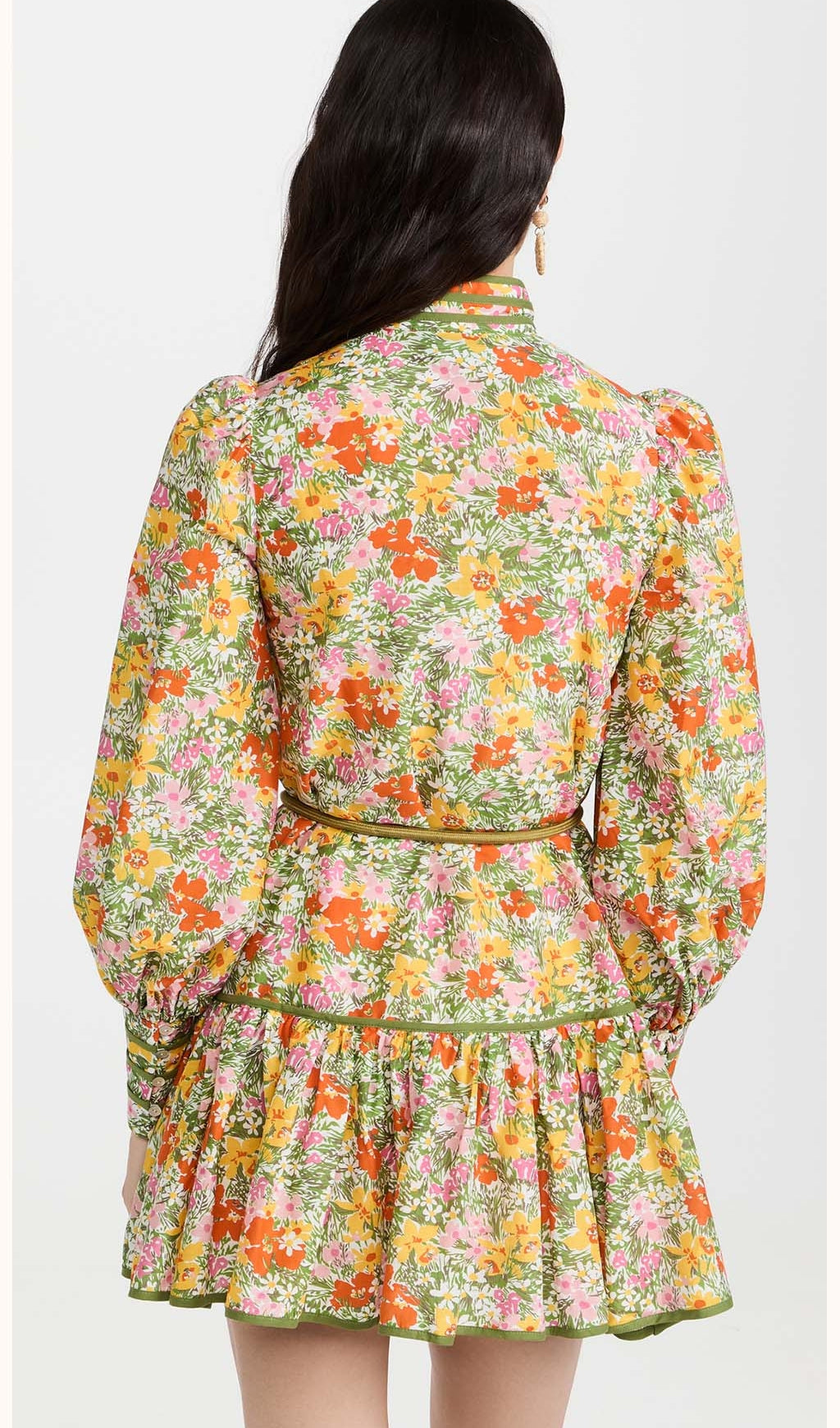 Floral Print Lace-Up Midi Dress In Autumn Leaves