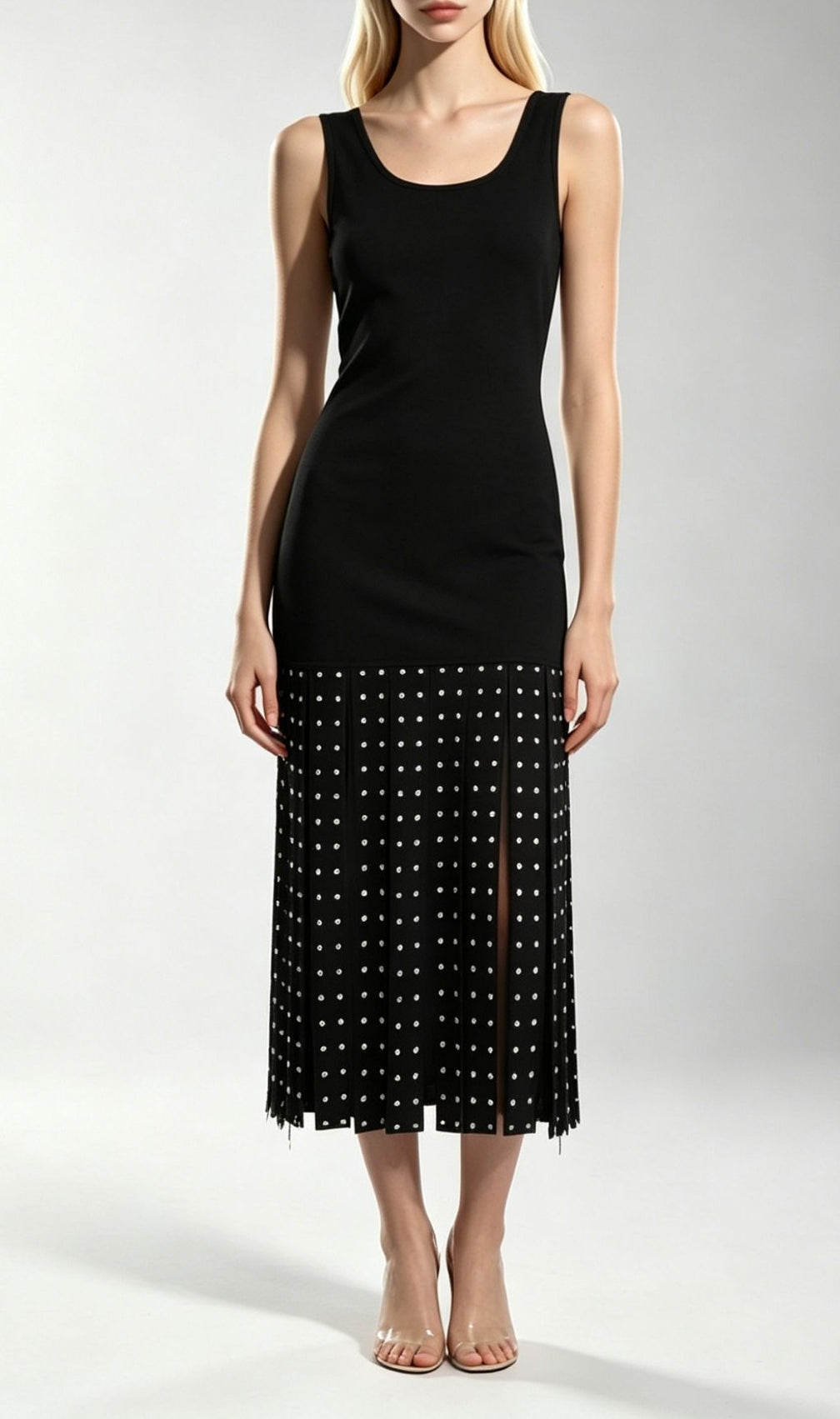 Kilikina Black Sleeveless Diamante Knit Midi Dress