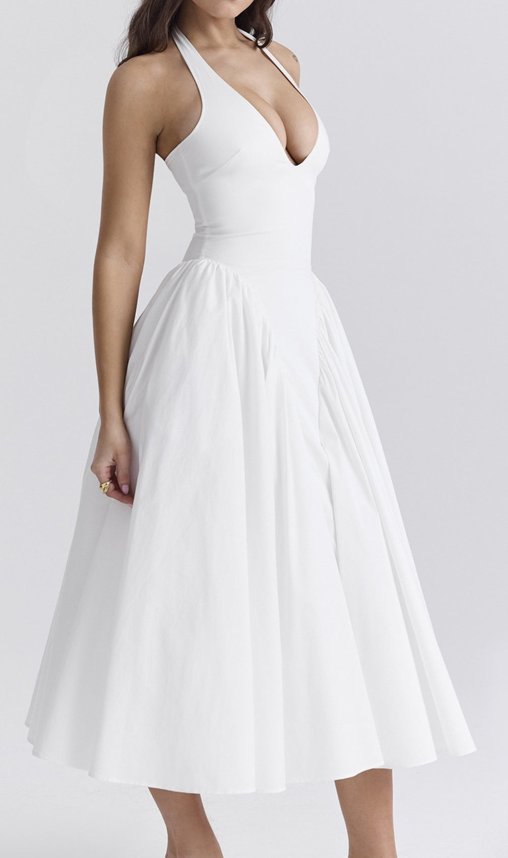Dierdra White Halter Midi Dress