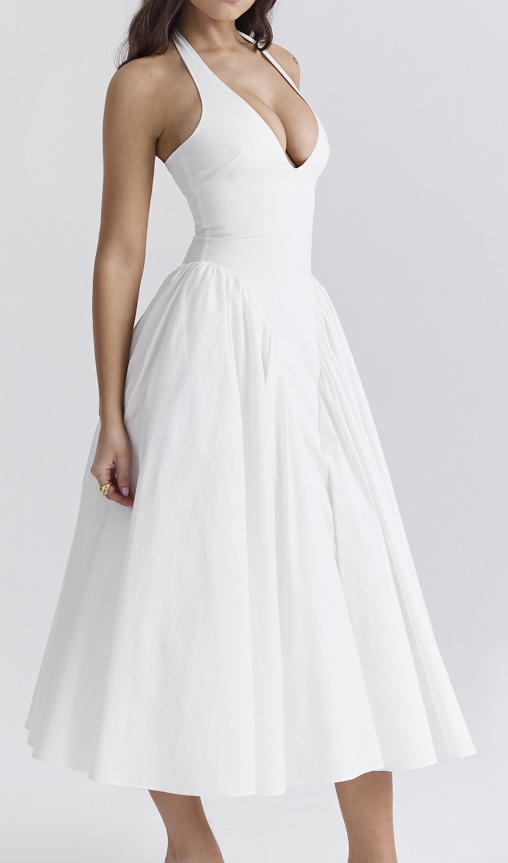 Dierdra White Halter Midi Dress
