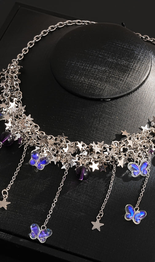 Jory Celestial Star & Butterfly Layered Choker Necklace for Women