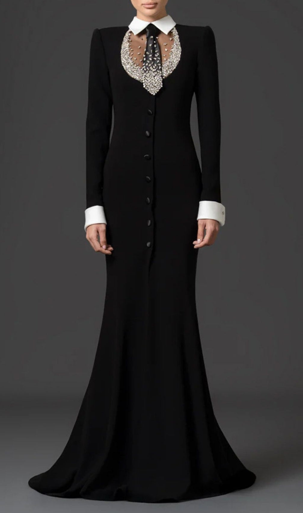 Kylee Black Diamante Long Sleeve Maxi Dress
