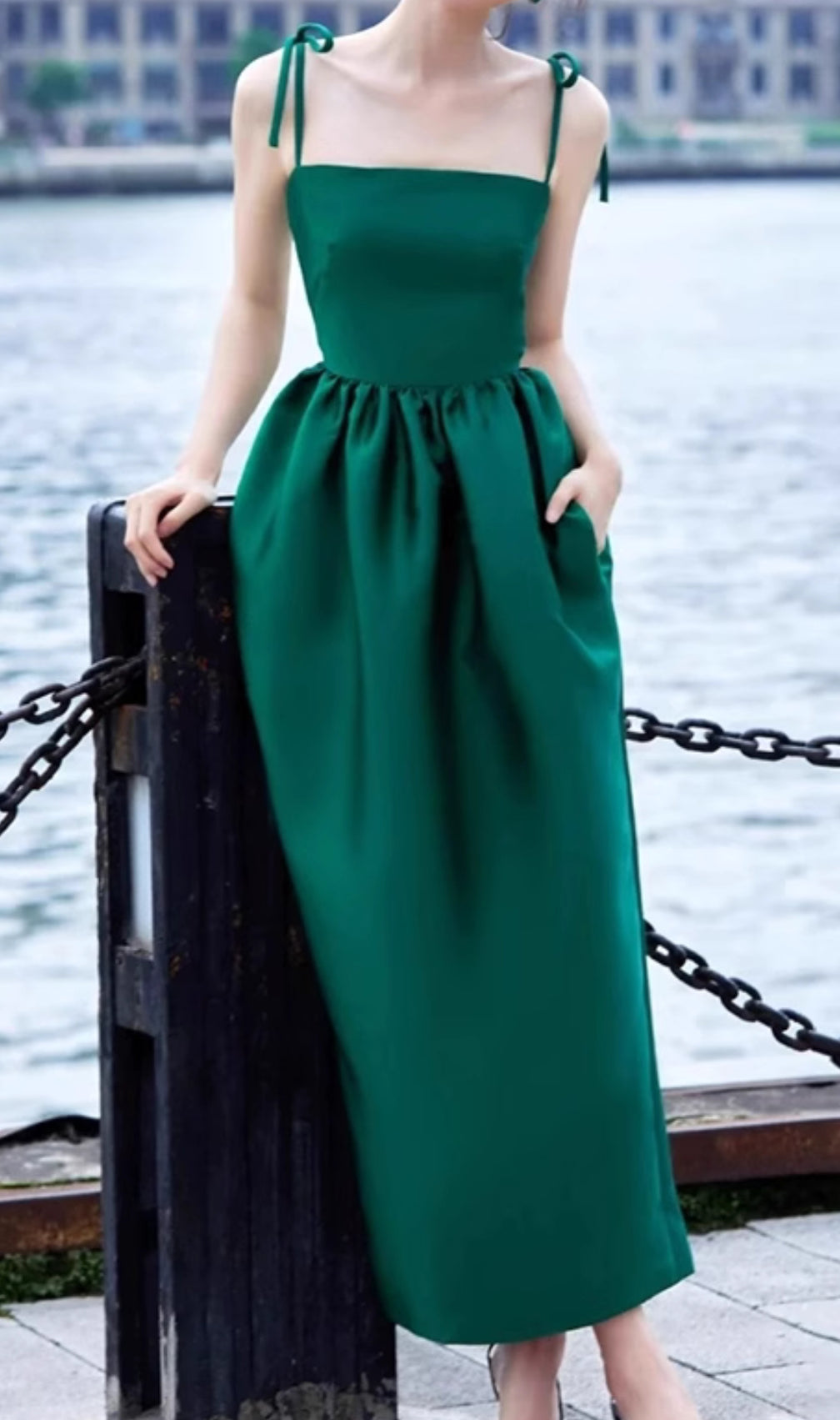Dotty Green Midi Dress