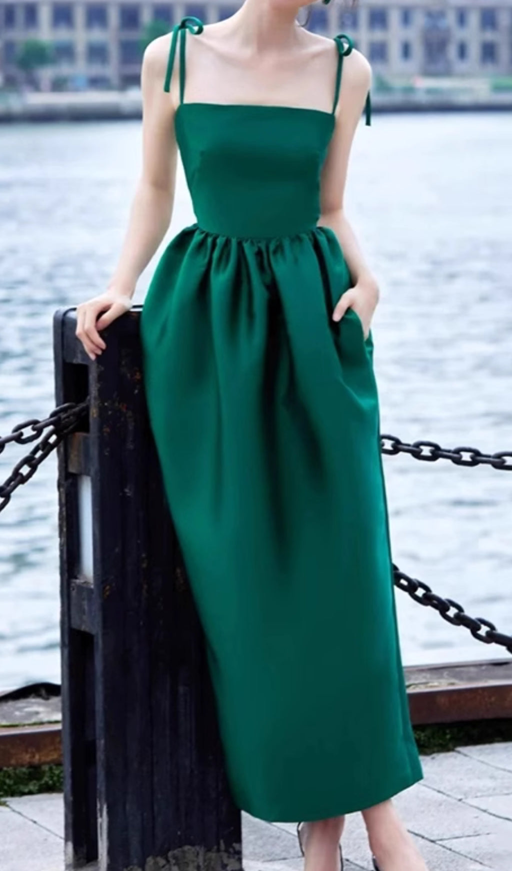 Dotty Green Midi Dress