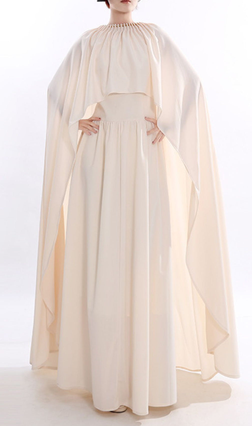 Batzion Dramatic Cape Dress Set | Elegant Maxi Gown for Special Occasions
