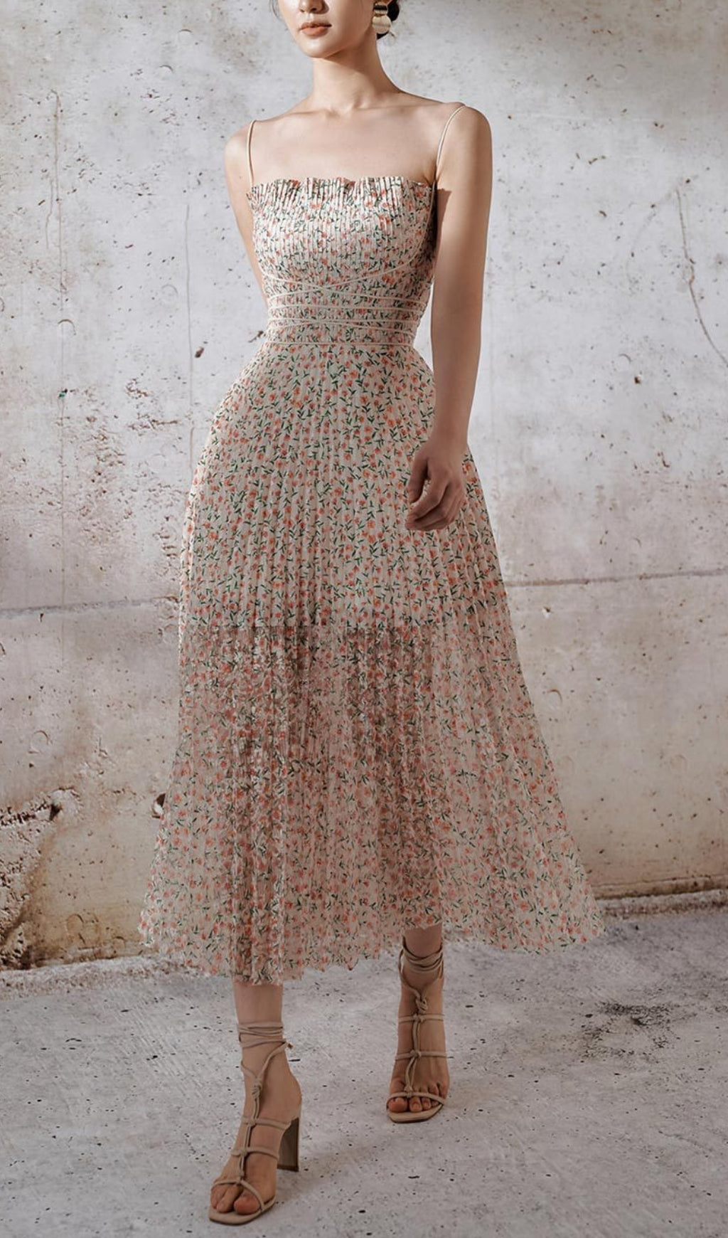 Adolfina Strappy Floral Midi Dress
