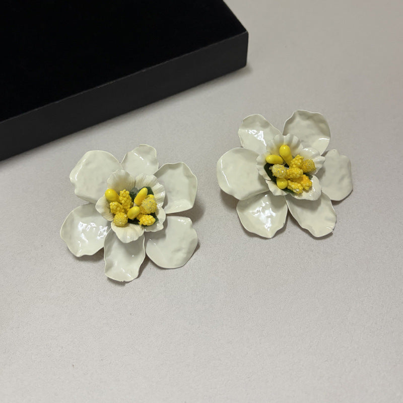 Katey Fuchsia Flower Statement Earrings - Bold Floral Chic